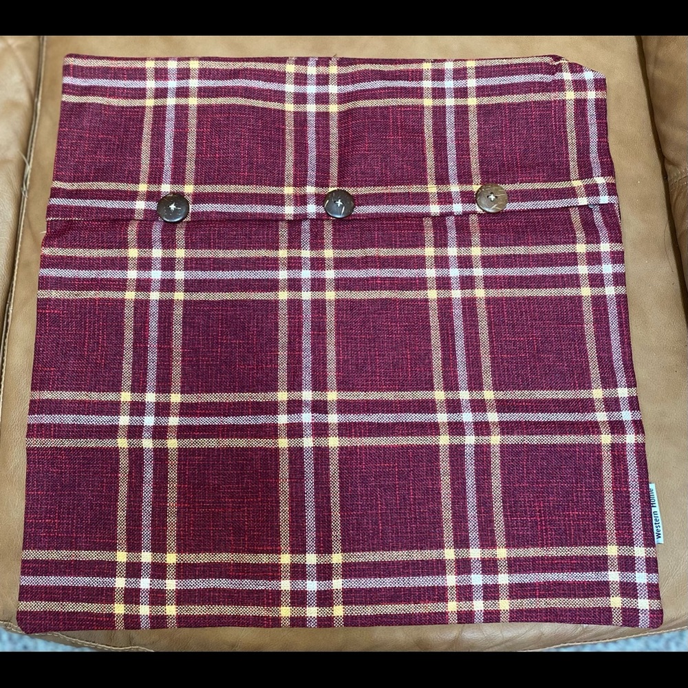 Set of Two NEW Cranberry Plaid Pillow Covers